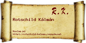 Rotschild Kálmán névjegykártya